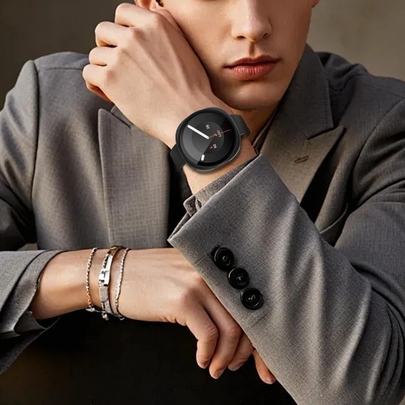 Premium Tempered Glass + PC Protective Bumper Case for Smartwatch - Full Coverage, Durable Guard