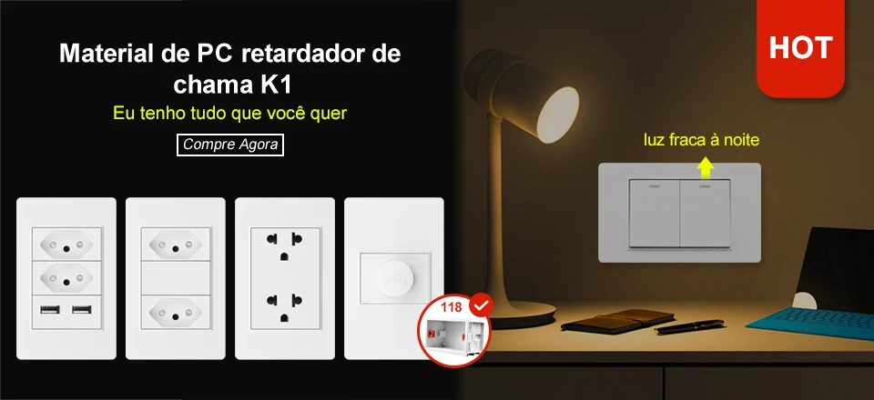 Description Picture 2 of itemSRAN CL US BR Socket, USB AC Port,1/2 gang Wall Light Switch TV RJ45,120*120mm Panel Function Key Free Combination DIY White