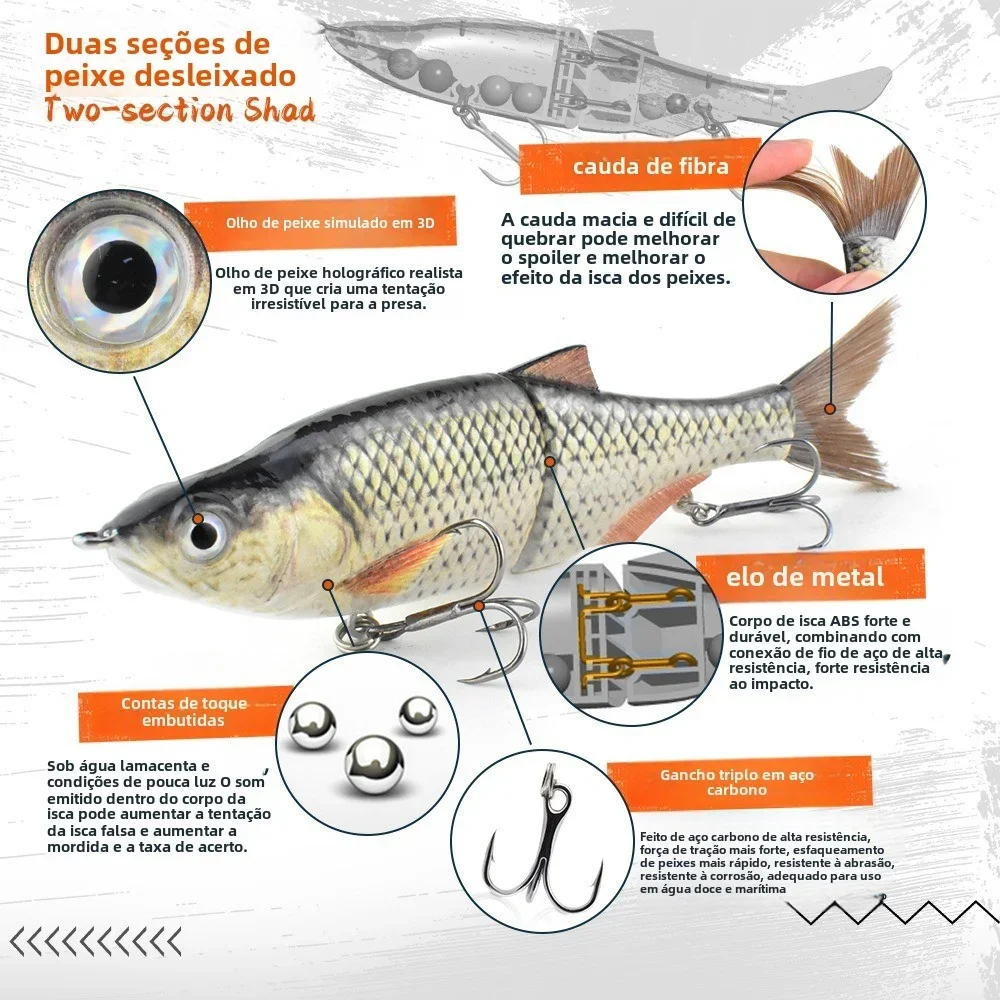 3D Print Swimbait 43g 177mm Multi Jointed Bait 2 Segment Glide S Swimming Slow Sinking Fishing Lures Artificial Hard Bait