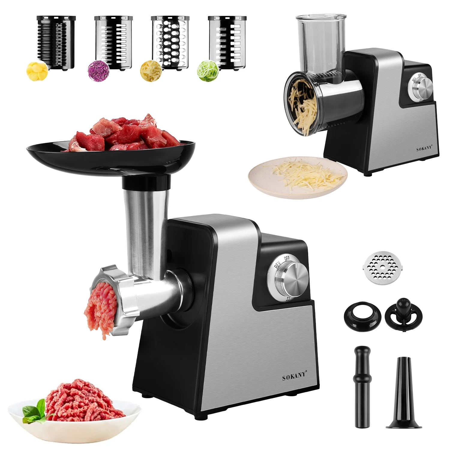 1000W 220V Electric Vegetable Cutter & Meat Grinder Mult-function Electric Slicer Shredder Meat Mincer Sausage Maker & Kibbe Kit vegetable cutter slicer