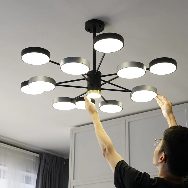Sala de Estar Nordic Lustre Lâmpada Estilo Moderno Atmosfera Simples Personalidade Criativa Sala Jantar Quarto Casa 6 Nordic lustre sala de estar lâmpada estilo
