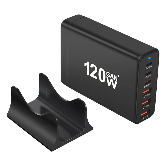 120W GAN Multi USB Charging Station 6 Port Hub Type C Charger PD Fast Charging Station Smart charger For iPhone Samsung Xiaom 3