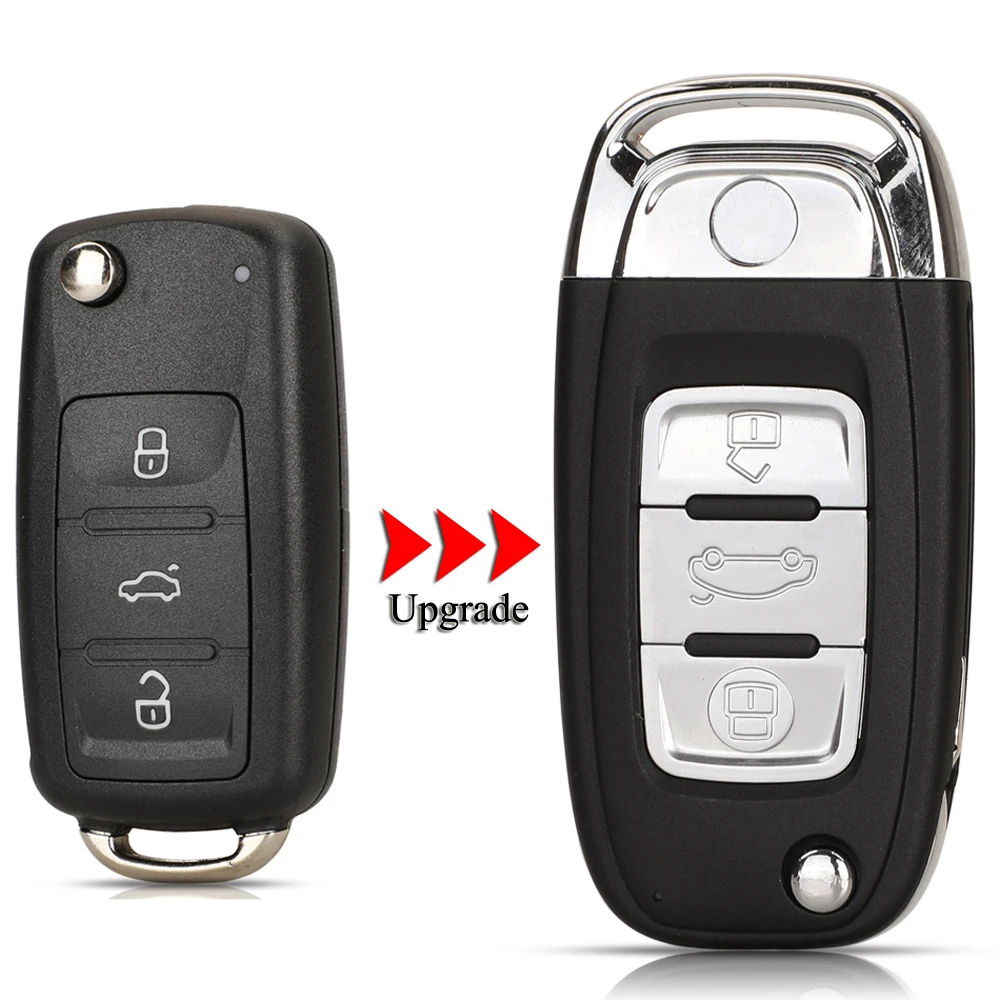 

jingyuqin 10PCS/Lot Modified Folding Car Key Shell For VW Golf 6 MK6 Tiguan Octavia Seat Skoda Polo Passat CC 3Buttons Cover
