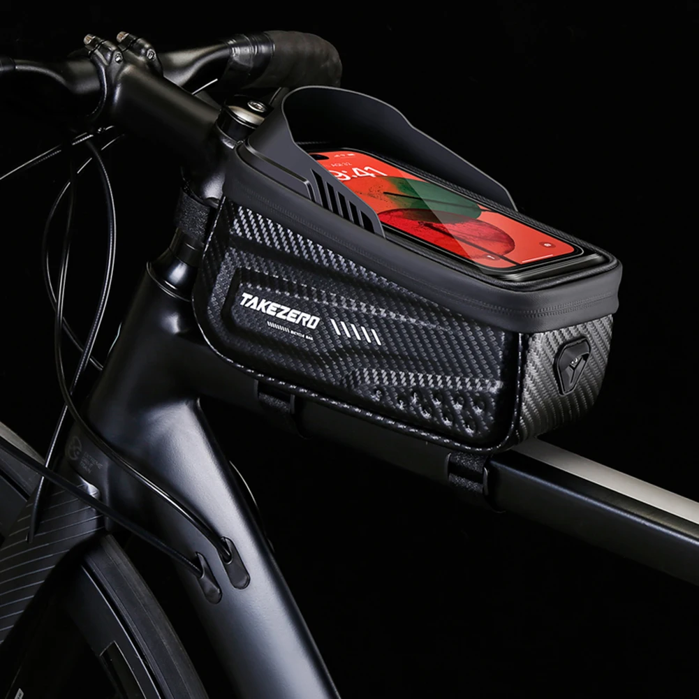 1L Bicycle Front Frame Bag Waterproof Front Top Frame Tube Bag 6.8 Inch Touch Screen Road Bike Accessories