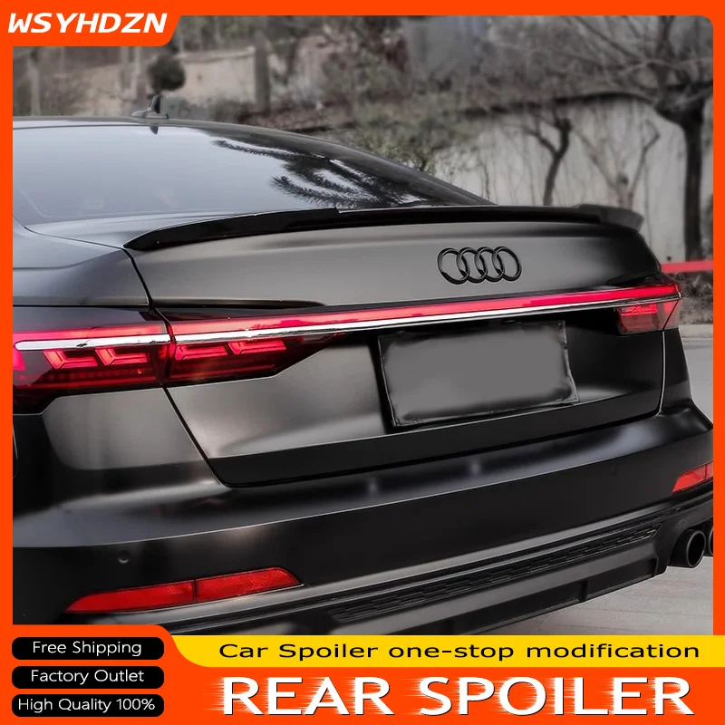 

ABS Plastic Unpainted Primer Color Rear Roof Wing Spoiler Fit For Audi A6 C8 Rear Trunk Spoiler 2019 2020 2021 2022 2023