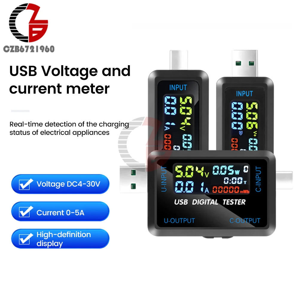 USB 테스터 디지털 전압계 전류계 감지기, 전원 계량기 모니터 충전기 표시기, 전압 전류 용량 테스터, DC4.5  36V