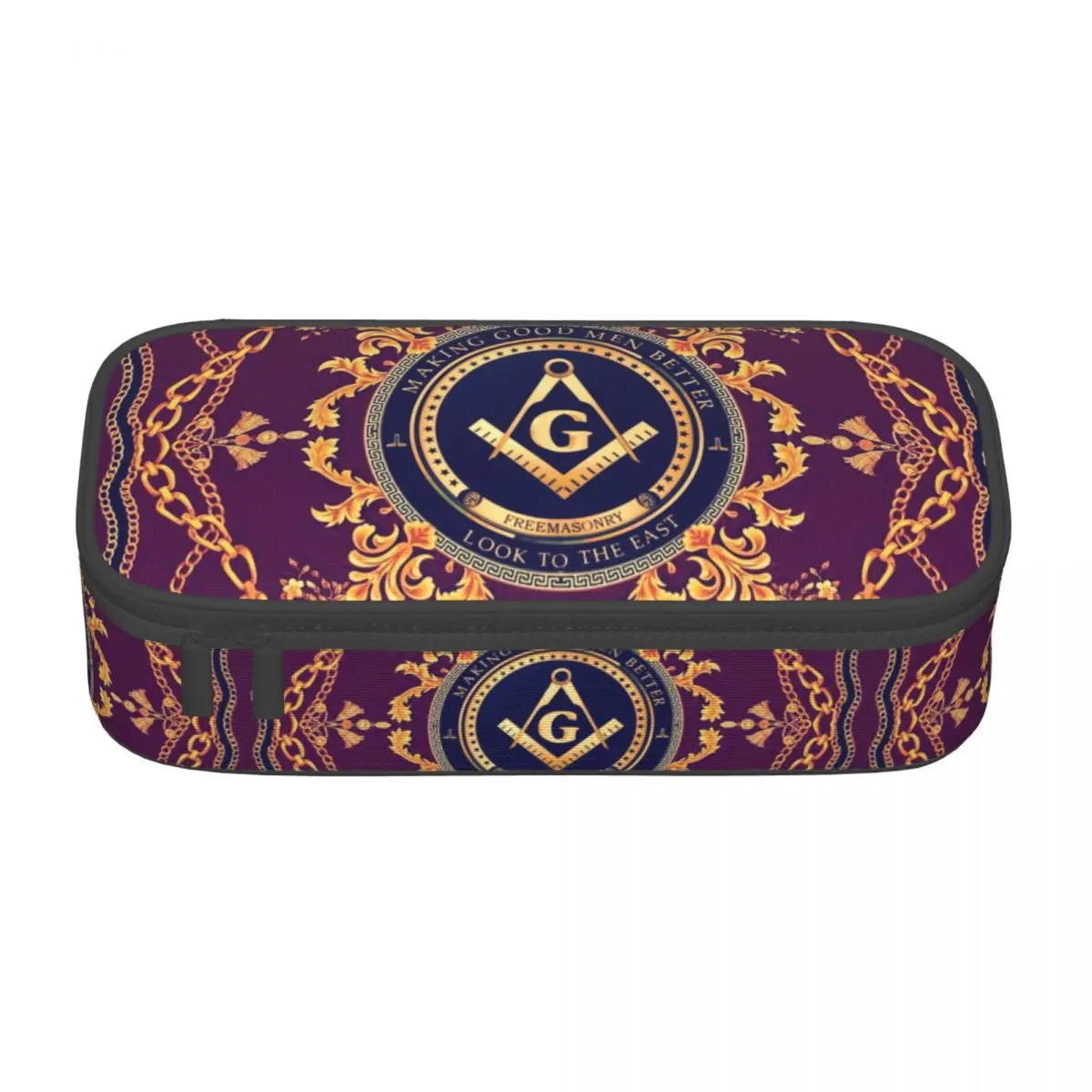 Freemason Baroque Design Cute Pencil Case Girl Boy Large Capacity Masonic Mason Pencil Box Students Stationery