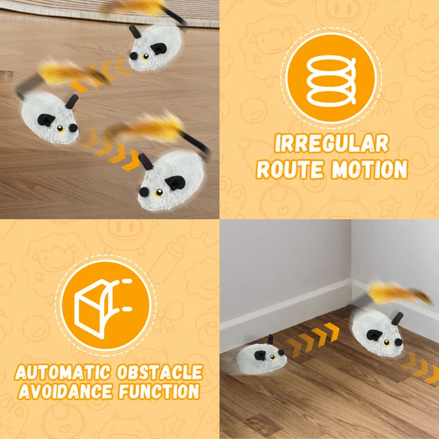 Cat Mouse Interactive Plush Toys LED Glow Electric Telecontrol Auto Rechargeable Pet Moving Mice Toy Realistic Kitten 5