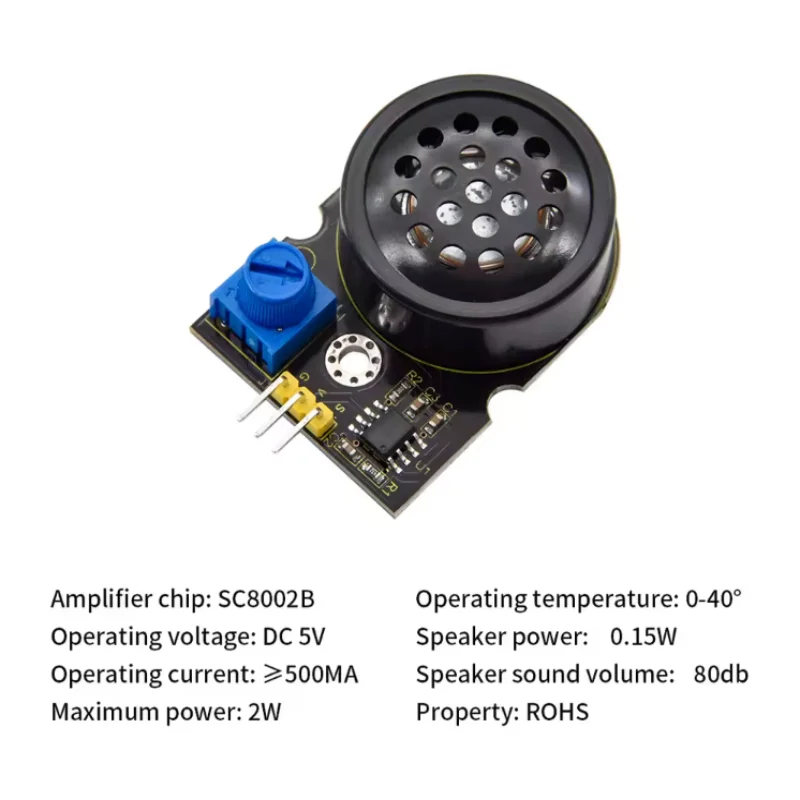 Arduino 3핀 헤더 인터페이스용 8002B 칩이 포함된 전력 증폭기 모듈 오디오 신호 증폭기 사운드 증폭기