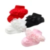 FOCUSNORM 0-12M Baby Girls Boys Socks 5 Colors Solid Cute Frilly Lace Flowers Birthday Gift Socks 1