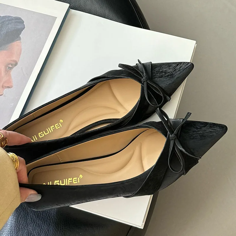 New 2025 Fashion Pointed Toe Women Flats With Shoes Soft Butterfly-Knot Female Slip On Footwear Shallow Ladies Flats Shoes 3