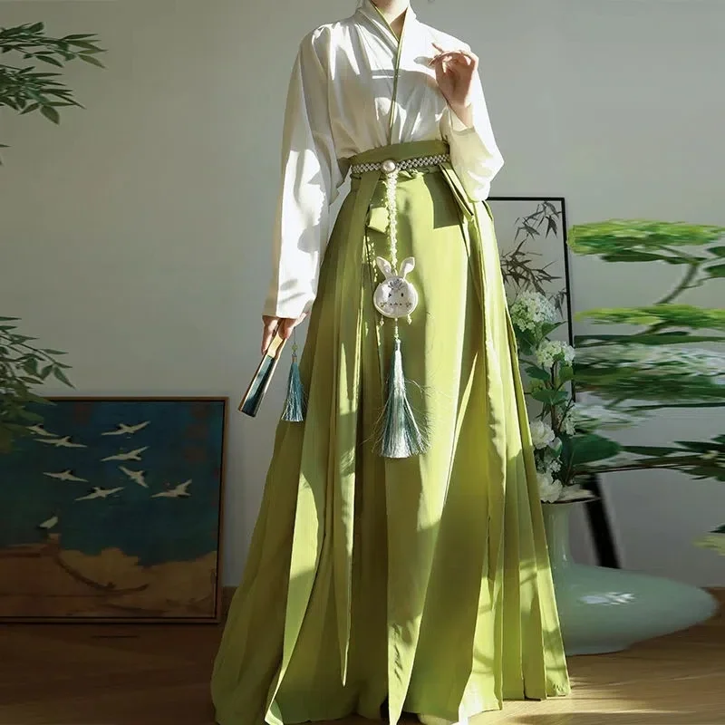 

WATER Horse Face Skirt Song Dynasty Hanfu Women's Green Chinese Dresses Traditional Ma Mian Skirt Autumn Winter Daily Wear Style