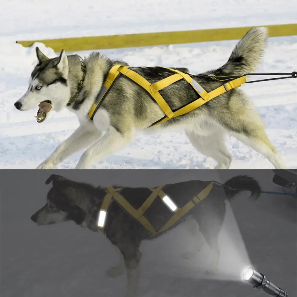 Double Dog Harness Reflective Pet Harness For Night Walking Adjustable Dog Sled For Weight Outdoor