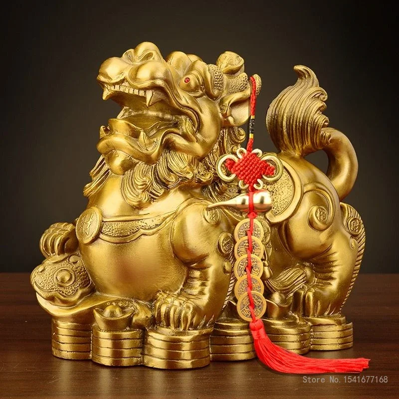 Creative Chinese Style Lucky Wealth Sculpture for Living Room, TV Cabinet, Bedroom Decoration, Brass Animal Shape, A Pair