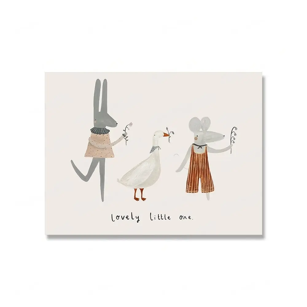 Animals Wall Art Prints For Nursery - Rabbit Bear Owl Canvas Painting Set Of 3, 11x14 Inches, Ready To Hang - View #8