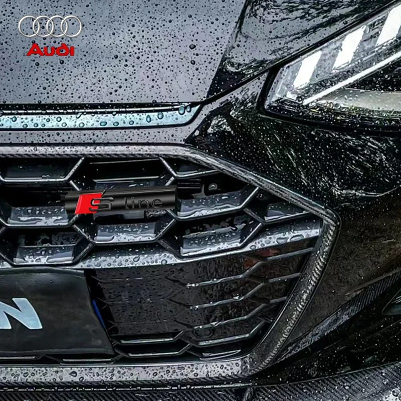 Car Goods Emblem Grill Front Hood Badge Grille For Audi Sline RS A3 A4 B8 8P 8V B6 A5 A6 C7 Q5 B9 B7 C6 A1 Q7 Q3 TT Auto sticker