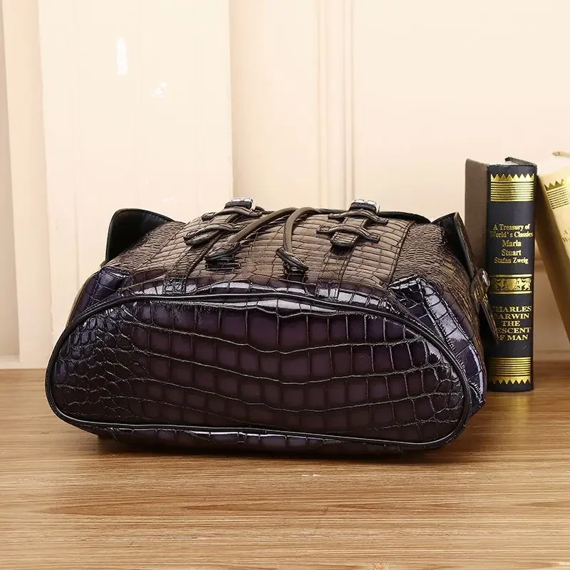 2024 New Luxury Brand Real Genuine Leather Men Alligator Backpacks Student Backpack Boy Luxury 15.6 Inch Computer Laptop Bag 6