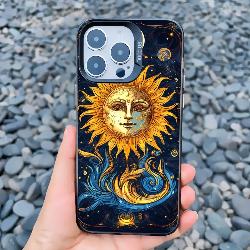 Funny Sun and Moon Face Shockproof Laser Phone Case