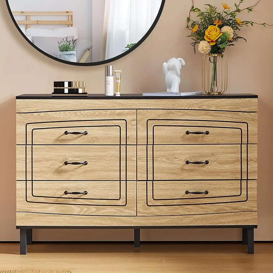 

4/6 Drawer Dresser, Modern Wood Dresser for Bedroom, Accent Storage Chest of Drawers for Living Room, Hallway, Entryway