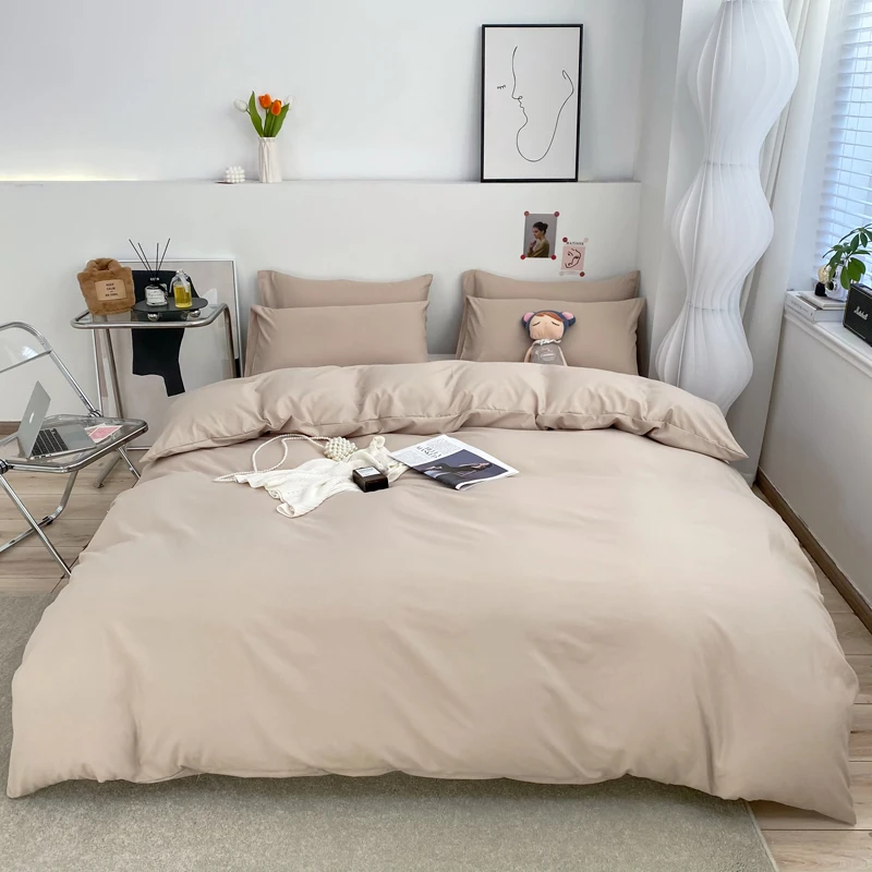 Bedding Set Bedding Sets Single Double Bed Hotel Home Duvet Cover Sets Skin Friendly Fabric Solid Color King Size Quilt Cover