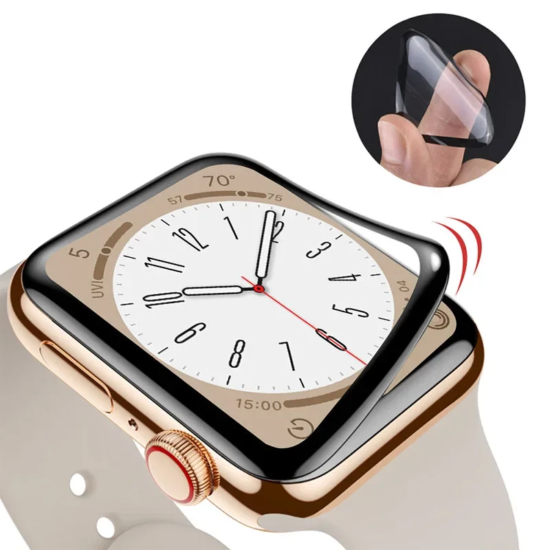 애플 워치 시리즈용 스크린 보호대, 부드러운 유리, 9D HD 풀 필름, iWatch 6, 5, 3, se, 44mm, 40mm, 42, 38mm 액세서리, 9, 8, 7, 45mm, 41mm