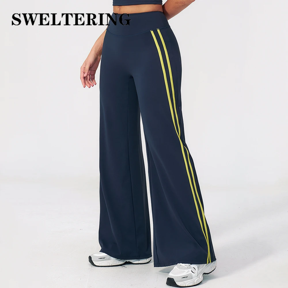 Yoga Pants High Waist Wide Leg Trousers Women Tummy Control Flared Pants Straight Workout Trousers Casual Fitness Bell-bottoms 1