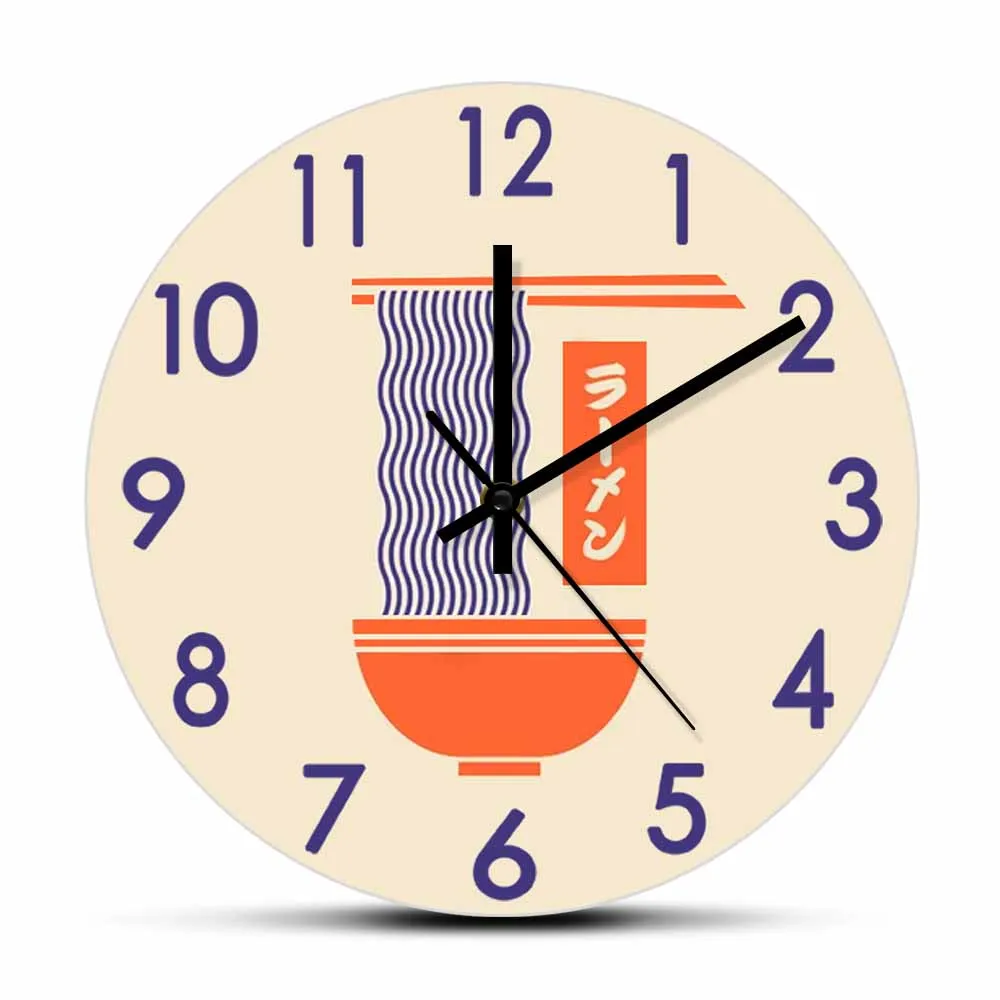 

Ramen Noodle Modern Design Wall Clock Home Decor For Dinning Room Japanese Cuisine Printing Wall Clock Bowl Chopsticks Watch