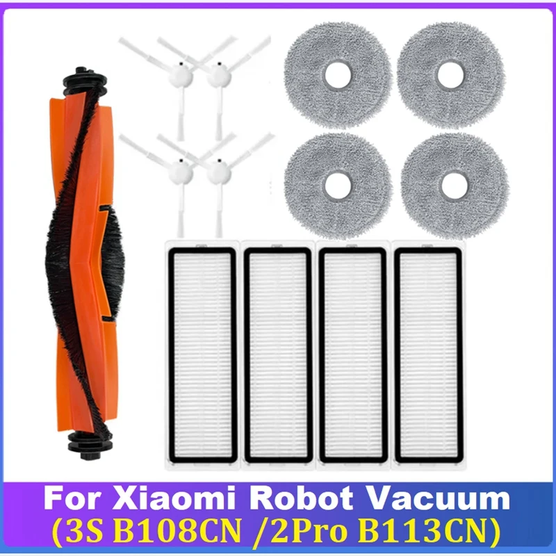 

13PCS Replacement Parts Kit For Xiaomi Robot Vacuum 3S B108CN /2Pro B113CN Vacuum Cleaner Main Side Brush Filter Mop