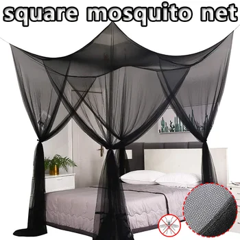 Large Four Door Square Mosquito Net Breathable Polyester Mesh Cover Suitable for Camping Insect Proof Summer Tent Bed Room Decor