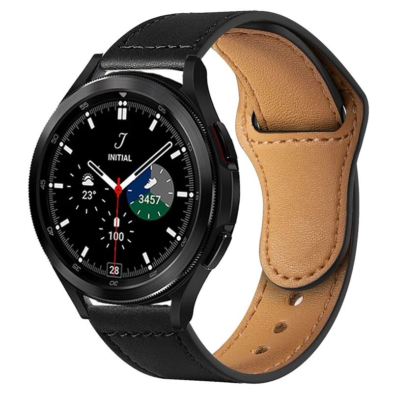 

Ремешок из натуральной кожи для Samsung Galaxy Watch 5 4 40 мм 44 мм, браслет для Galaxy Watch 4 Classic 46 мм 42 мм Watch 5 Pro, 20 мм