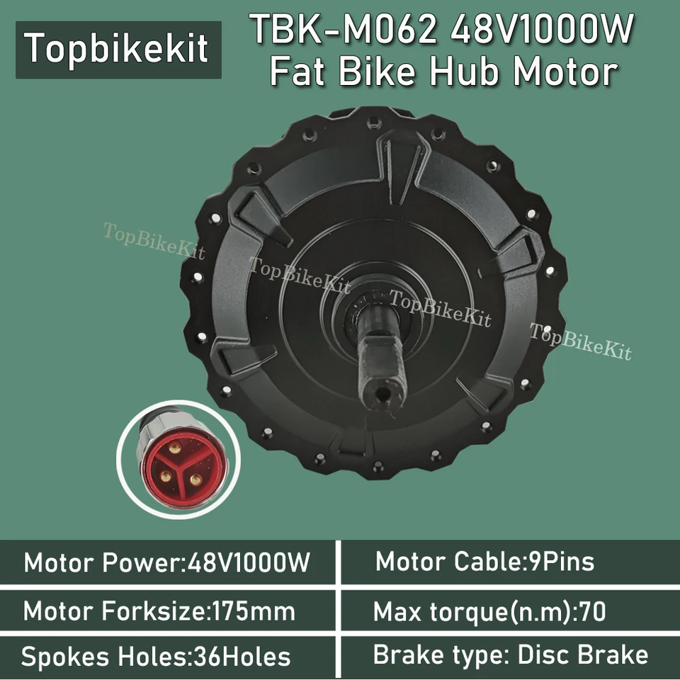 48V 1000W Fat Tire E-Bike Motor - Rear Wheel Drive For Bafang G062, Snow & Beach Ready