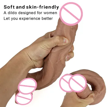 Huge Dildo Erotic Soft Double-layer Silicone Long Dildos Realistic Penis Suction Cup Dick Anal Orgasm Adult Sex Toys for Woman 2