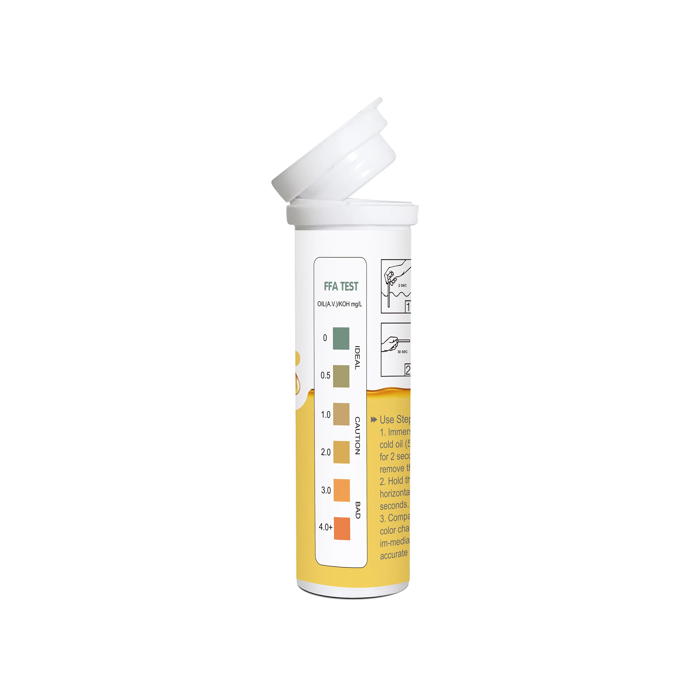 Rapid test kit cooking oil quality test strips testing for free fatty acids with 30 strips/barrel for cooking oil test strips