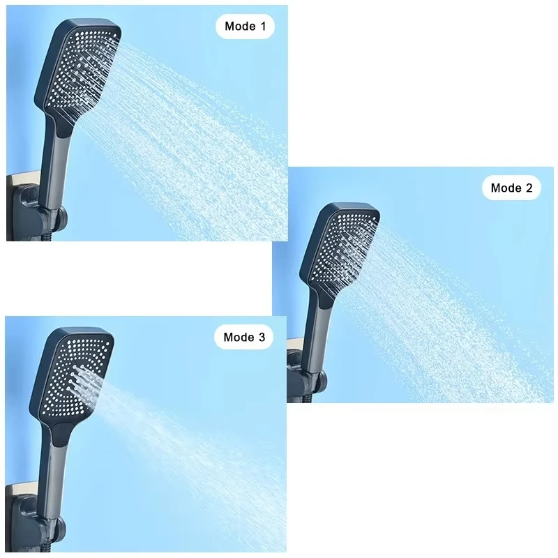 2025 Simple Gun Grey Waterfall Bathtub Faucet Set Hand Held Shower Head Black Brass Hot and Cold Water Mixer Faucet Single Handl 4