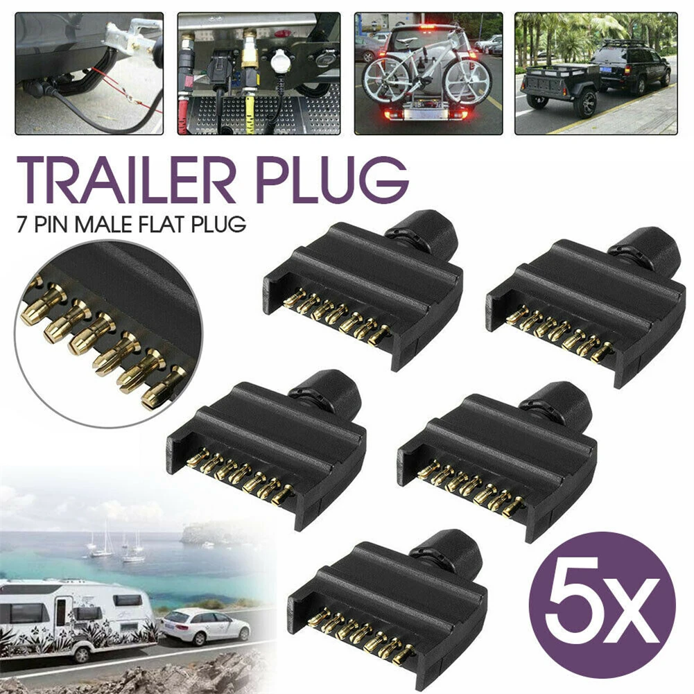 5pcs 7 Pin AU Flat Trailer Plug Male Connector For Caravan Trailer