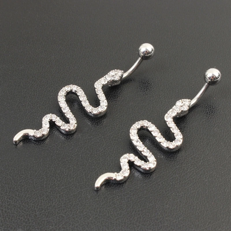 Moissanite Belly Button Piercing Snake Belly Button Rings Dangle Crystal Navel Ring Barbell for Women Girls Belly Piercing Body Jewelry