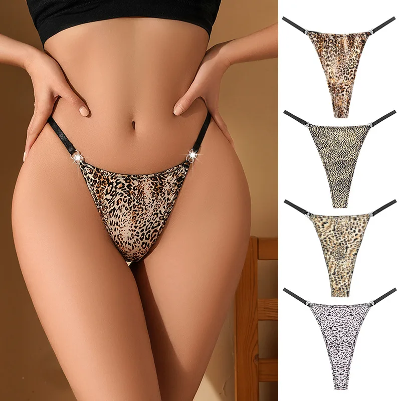 

Striped Leopard Print Panties Thin Sexy Thongs Fashion Sports Women's Underwear Low Waist Traceless Panties Seamless Briefs