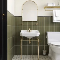 อ่างล้างหน้าสูงจากพื้นจรดเพดานสไตล์เรโทร ห้องน้ํา ขายึดสีทอง อ่างล้างหน้า ระเบียง อ่างล้างหน้า 2