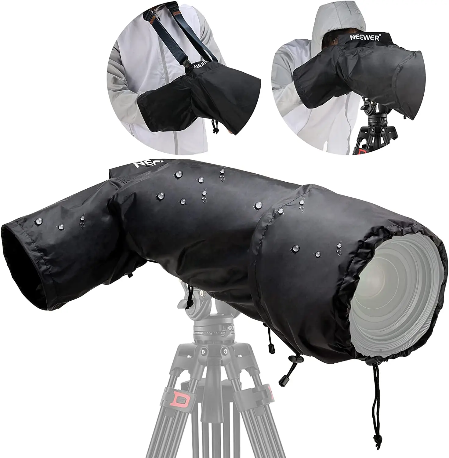 NEEWER Camera regenhoes regenhoes, L, grote waterdichte regenjas beschermhoes voor Canon Sony Nikon Fujifilm DSLR camera en lenzen tot 400 mm, dubbelzijdige camouflage groen camouflage nylon PB020