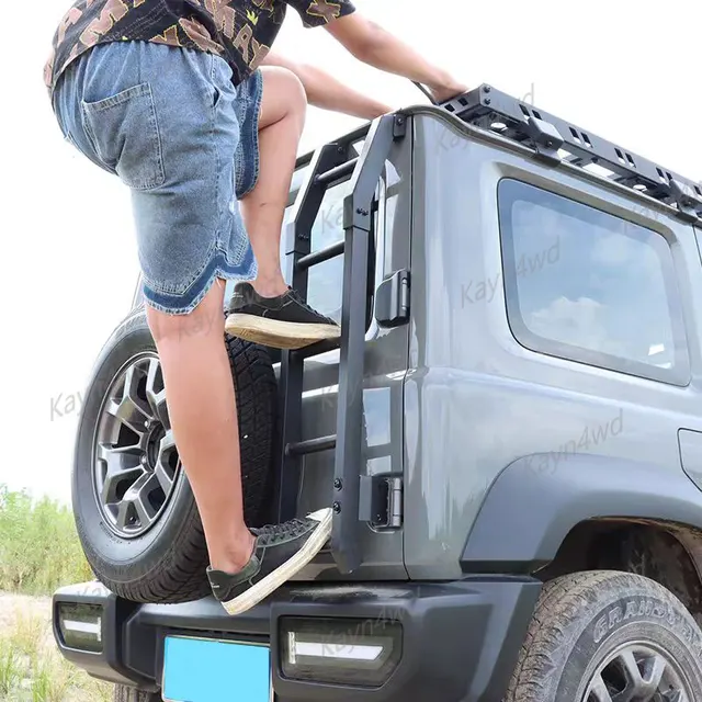 سلم تسلق خلفي من الألومنيوم لسوزوكي جيمني ، ملحقات 4x4 للطرق الوعرة ، رف أمتعة توسيع السقف ، JB64 JB74