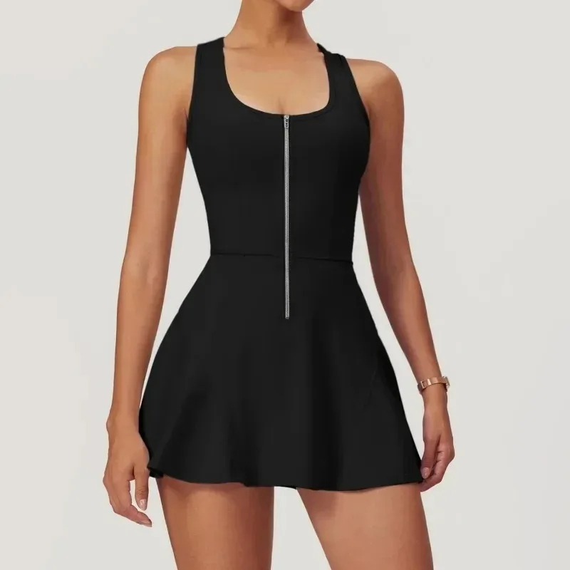 New sports fitness Yoga dress Women's nude skin friendly built-in shorts quick drying tennis dress
