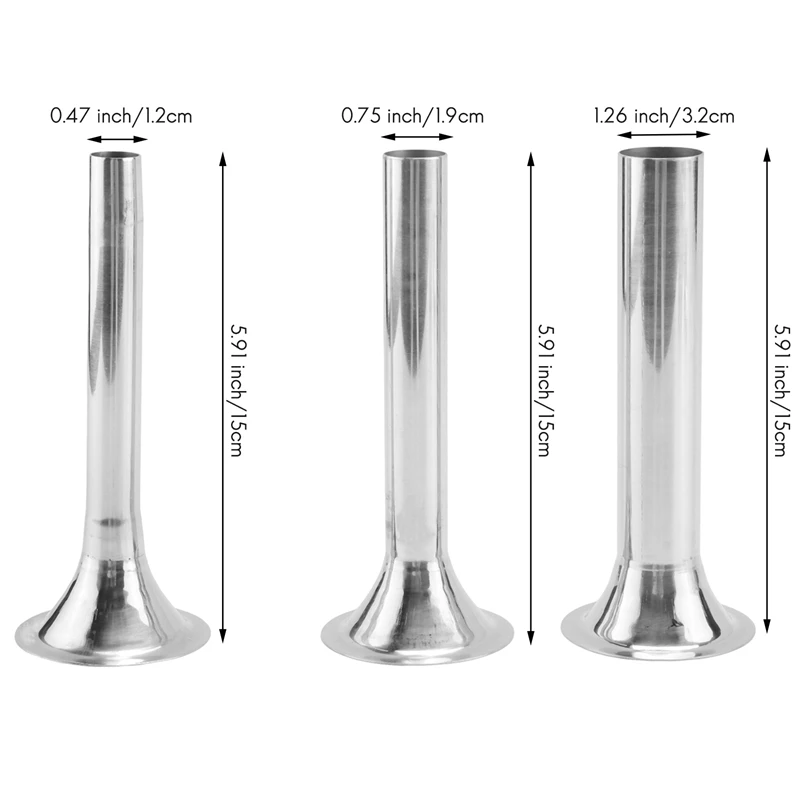 4Pcs Stainless Steel Sausage Stuffer Filling Tubes Funnels Nozzles Spare Parts For Sausage Maker 1.2/1.9/3.2Cm