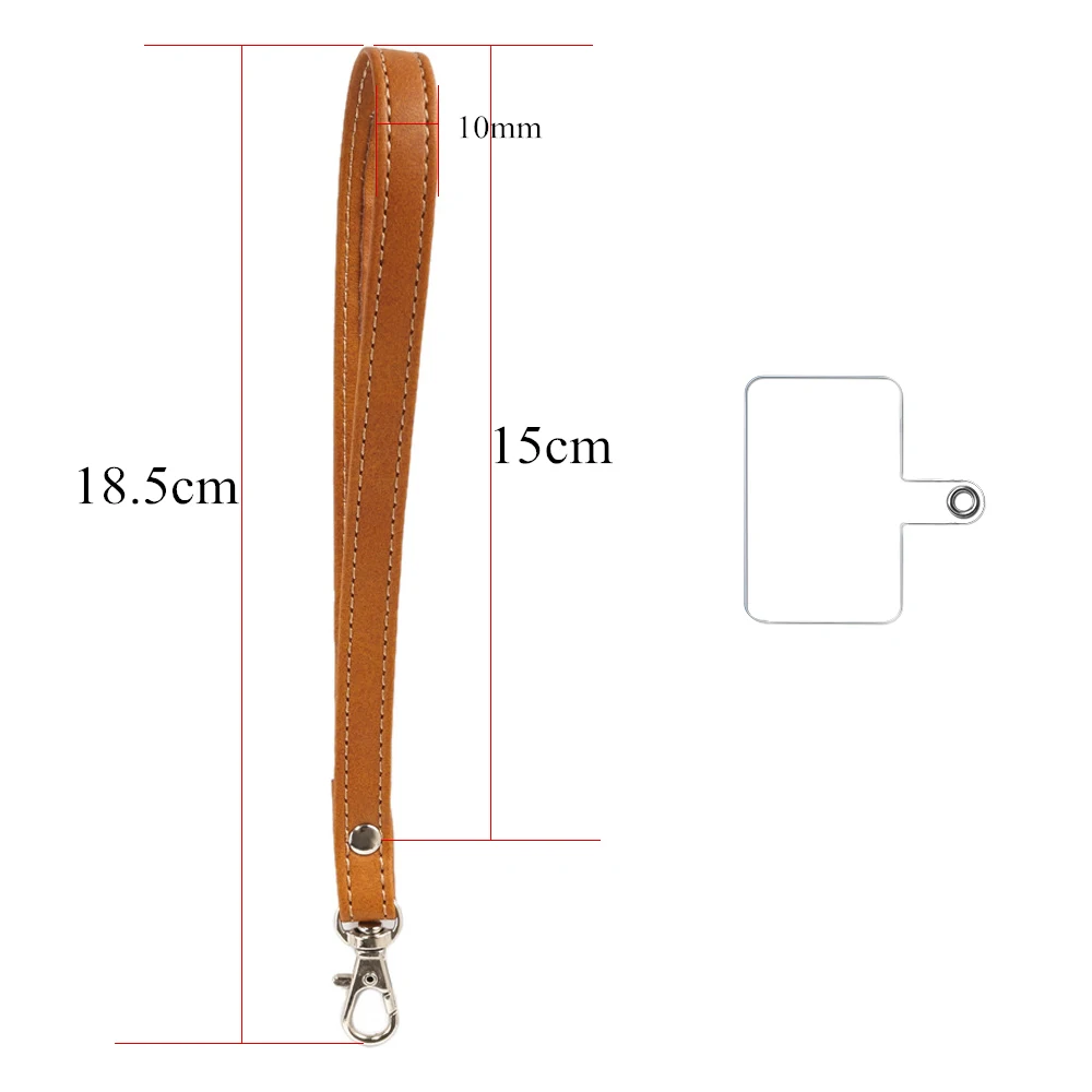 Correia de pulso de couro para o caso do telefone móvel, alça de bolsa de carteira, corda universal, clip snap sling, cabo tether, 10pcs