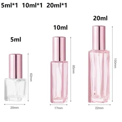 Portable Refillable Glass Perfume Spray Bottle for Travel (Multiple Sizes Available) (Pink B)