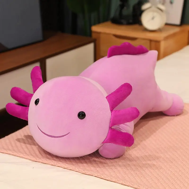 thumbnail image 1 of Peluche gigante de tritón colorido, lindo ajolote, salamandra, pez de peluche largo y peludo, cojín de almohada largo para apaciguar, regalo para niños, 1 of 5