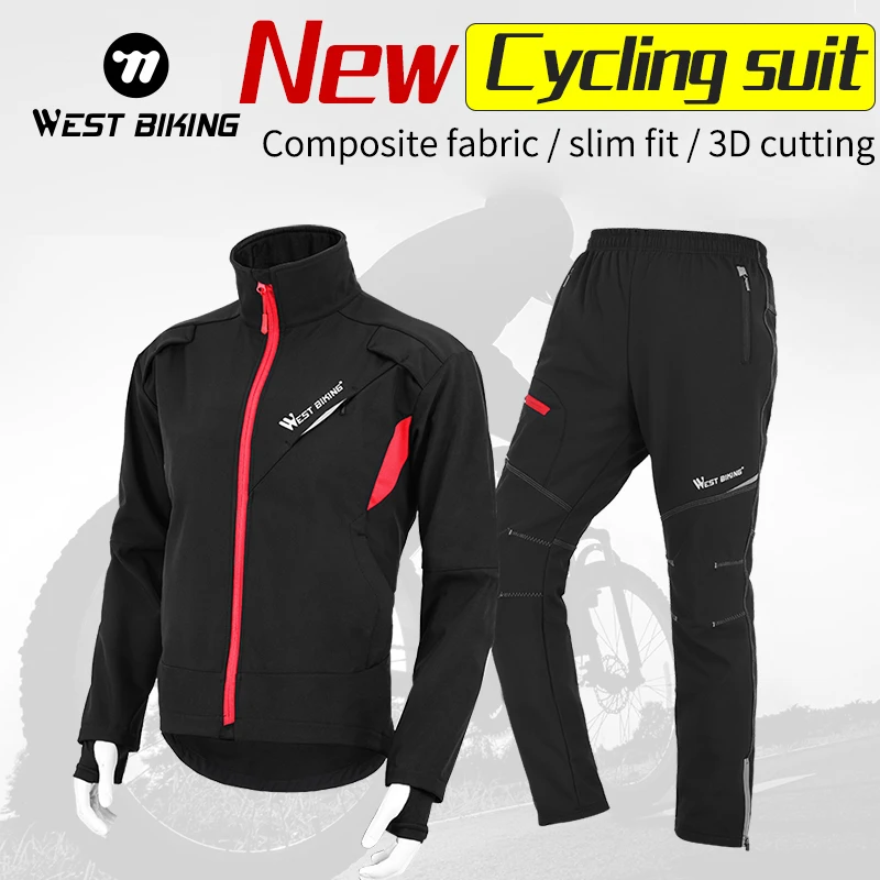 Cycling Set Winter MTB Road Bike Men Jacket Set Fleece WEST BIKING