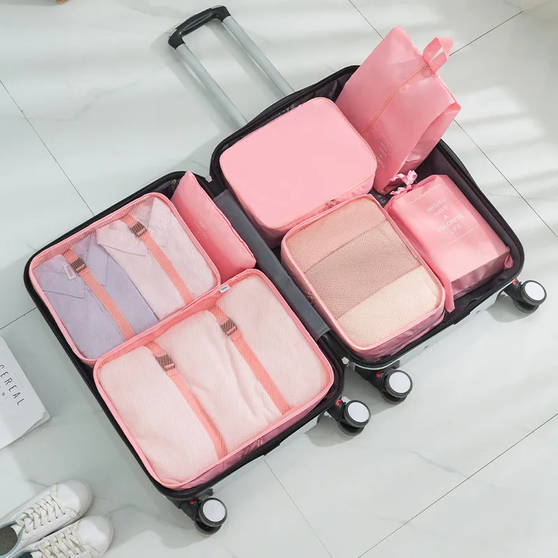 Travel Essentials: 7-Piece Packing Cubes Set for Organized Luggage Storage