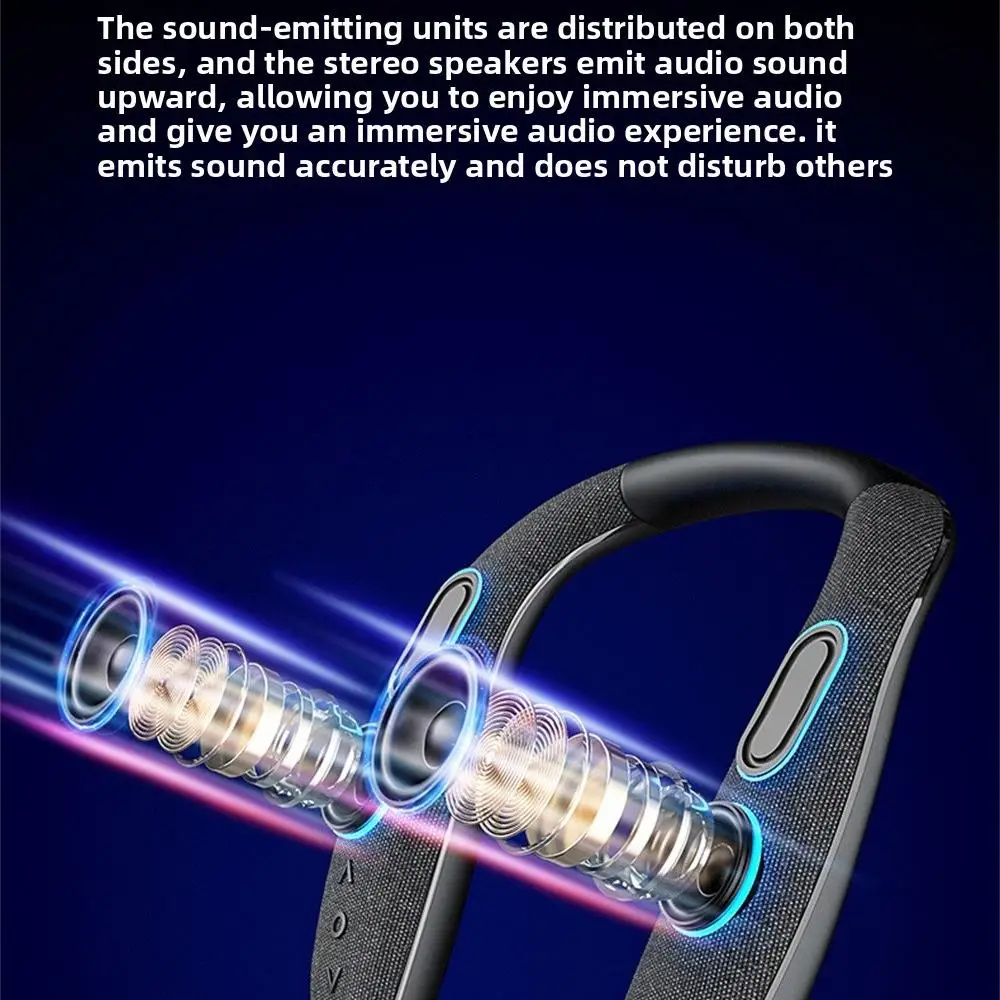 Fashion Hanging Neck Wireless Blue Tooth Speaker Wearable Subwoofer Stereo Neck Speaker With Microphone For Gaming Traveling