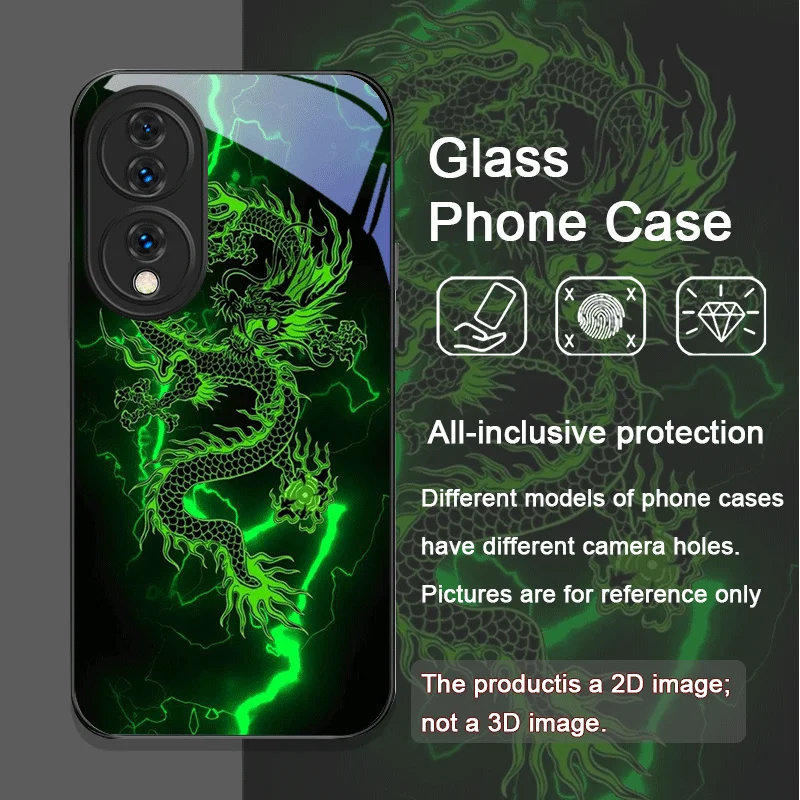 Creative Dragon Pattern Tempered Glass Phone Case Cover