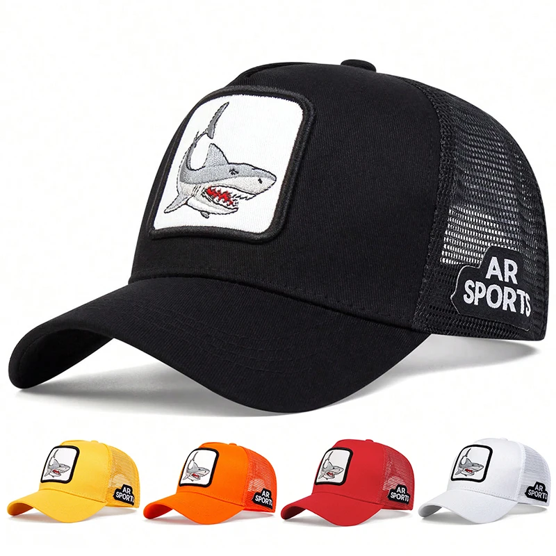 Baseball Caps Unisex Shark Patch Embroidery Baseball Net Caps Spring Summer Outdoor Adjustable Casual Sunscreen Hat